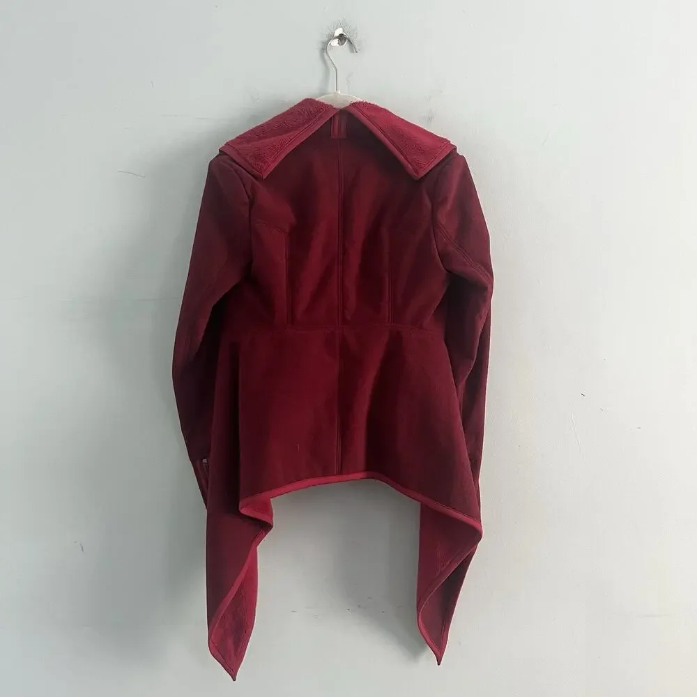 Lululemon Presence Of Mind Deepest Cranberry Red Fleece Wrap Jacket - Picture 5 of 7